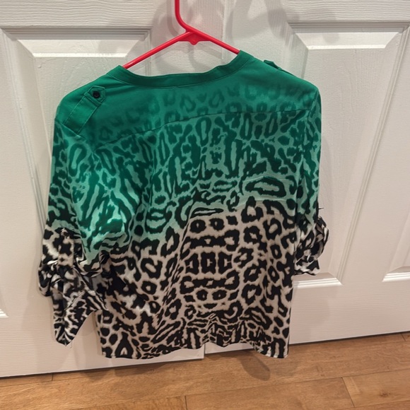 Calvin Klein in ombré blouse green leopard print - Picture 2 of 2